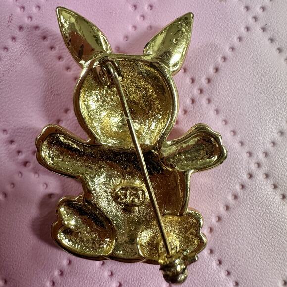 Steinmetz Vintage Brooch Bunny Pin Enamel/Gold Tone "Signed" 80's Spring READ - Picture 6 of 7